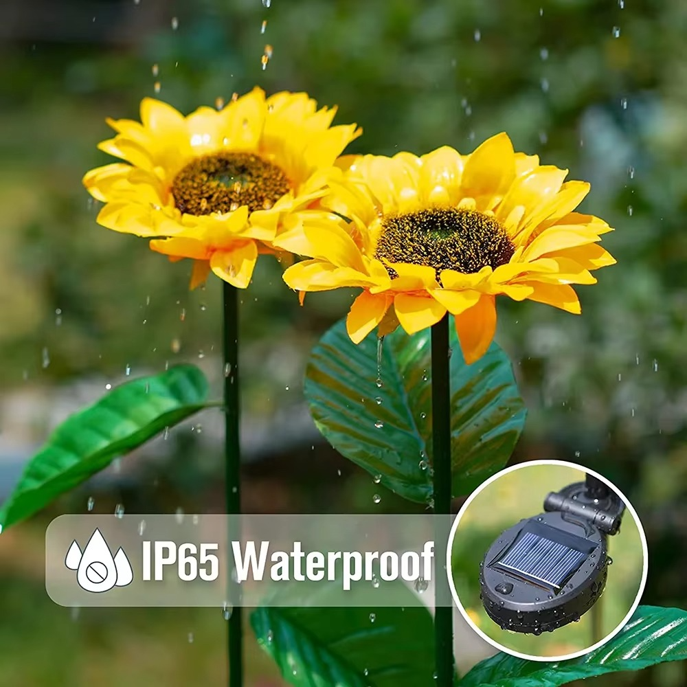 2-Pack Sunflower Garden Light - Waterproof Solar LED Garden Lights for Pathway Patio