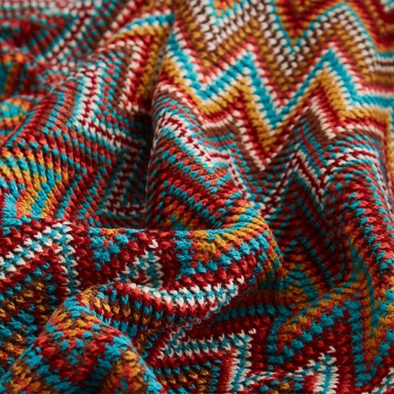 Boho Knitted Blanket Throw
