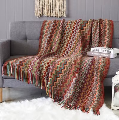 Boho Knitted Blanket Throw