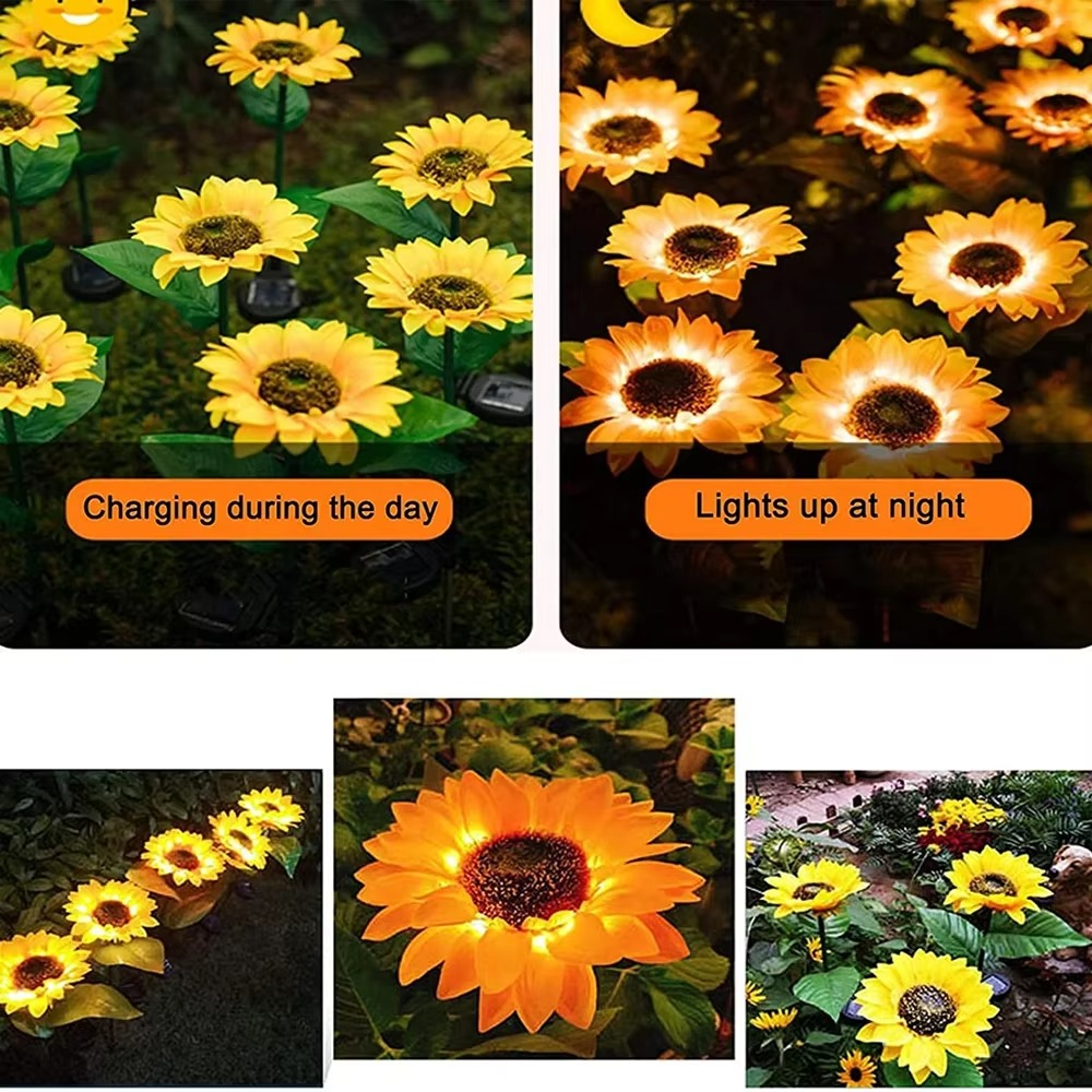 2-Pack Sunflower Garden Light - Waterproof Solar LED Garden Lights for Pathway Patio
