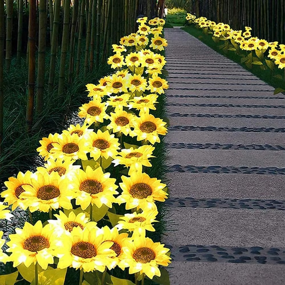 2-Pack Sunflower Garden Light - Waterproof Solar LED Garden Lights for Pathway Patio