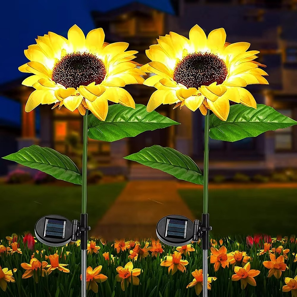 2-Pack Sunflower Garden Light - Waterproof Solar LED Garden Lights for Pathway Patio